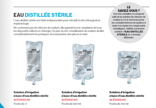 1 carton de 15 poches : Eau distillée de refroidissement stérile 0,5L - Omnia - Delynov