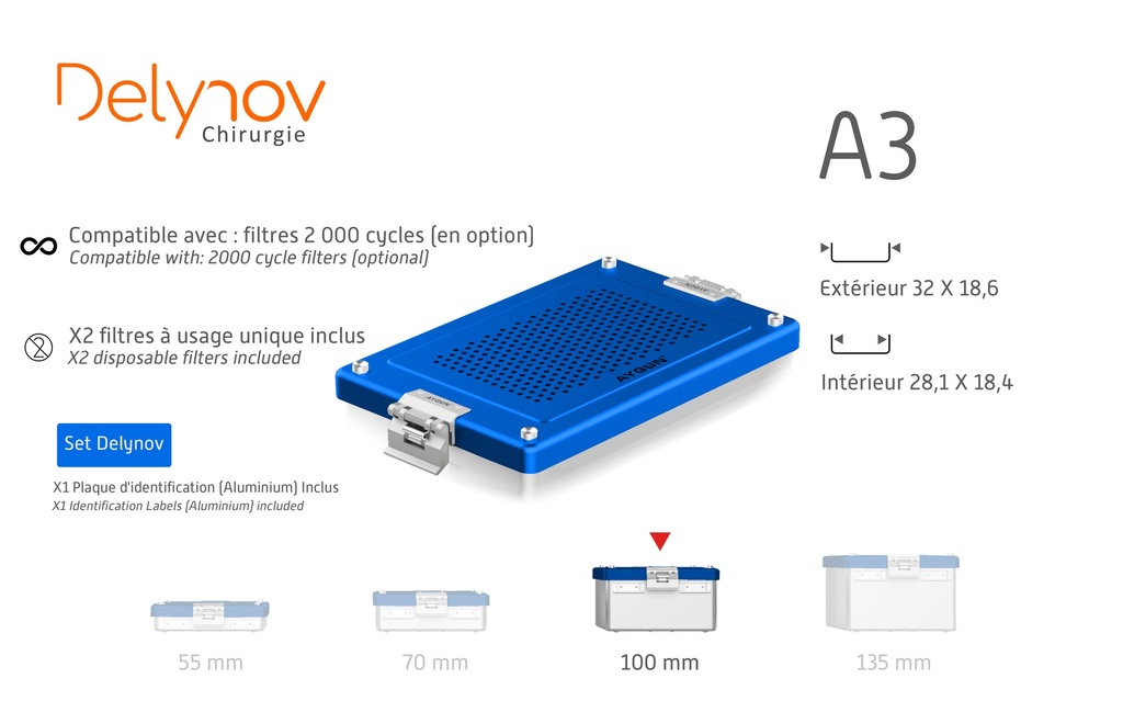 Container perforé modèle A - couleur bleu - Aygün - Delynov