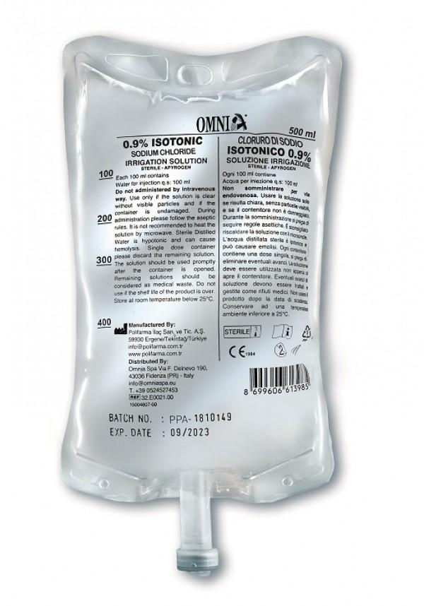 1 carton de 15 Solution stérile de chlorure de sodium à 0,9% de 500 ml - Omnia - Delynov (32.E0001.00)