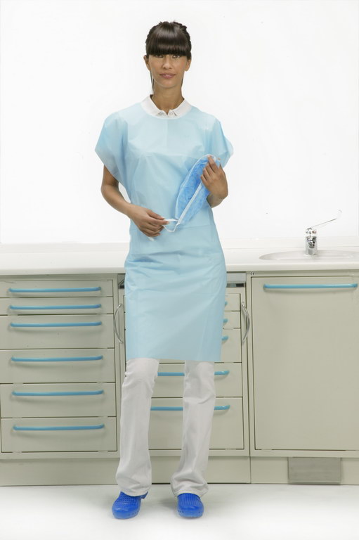 50 x Coated Shell Apron (Length 105 cm) Light Blue - Omnia - Delynov