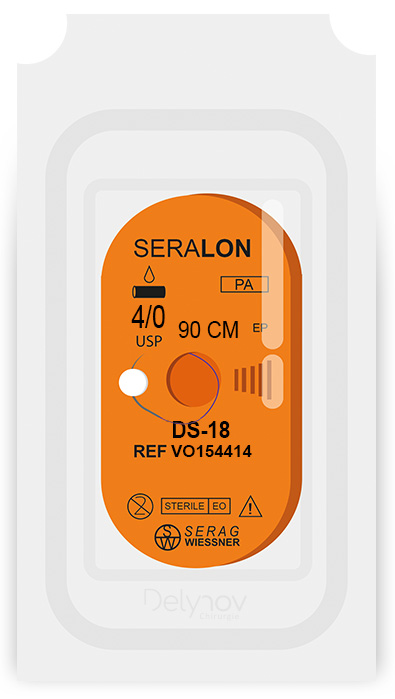 SERALON non-absorbable blue (4/0) needle DS-18 90 CM box of 24 sutures - Serag & Wiessner (VO154414) - Delynov