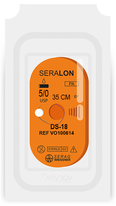 SERALON non-absorbable blue (5/0) DS-18 needle 35 CM box of 24 sutures - Serag & Wiessner (VO100614) - Delynov