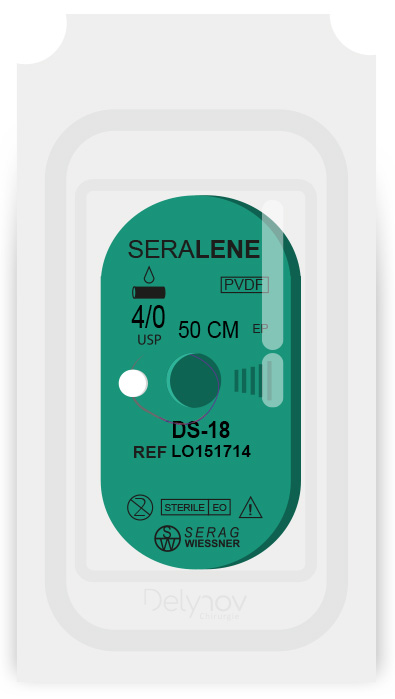 SERALENE non-absorbable blue (4/0) DS-18 needle of 50 CM box of 24 sutures - Serag & Wiessner (LO151714) - Delynov