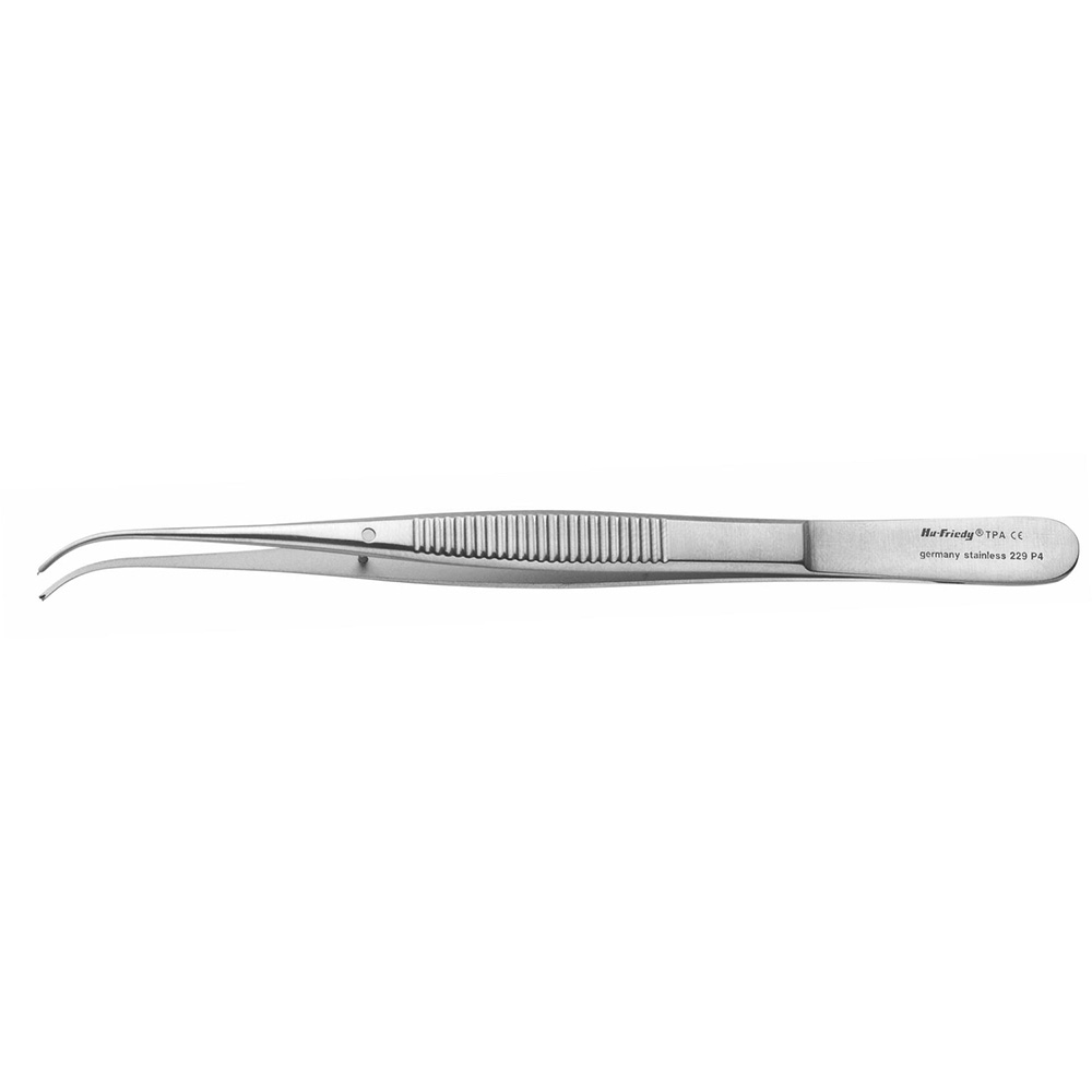 Surgical Fine Curved Fabric Forceps 1x2 14.5cm - Hu-Friedy - Delynov