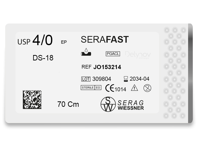 SERAFAST résorbable violet (4/0) aiguille DS-18 de 70 CM boite de 24 sutures - Serag & Wiessner (JO153214) - Delynov