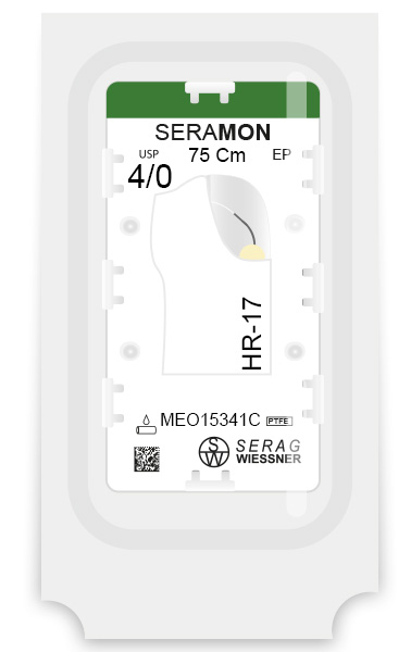 SERAMON non-absorbable clear (4/0) HR-17 needle of 75 CM box of 24 sutures - Serag & Wiessner (MEO15341C) - Delynov