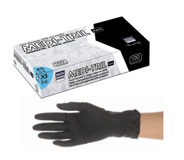 VENDU A LA BOITE DE 100 GANTS - taille S - DRAGON : gant SMALL Latex noir non poudré A1502 - MEDI STOCK (A1502) - Delynov