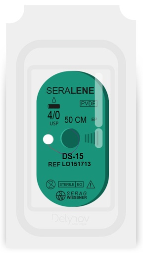 [LO151713] SERALENE non résorbable bleu (4/0) DS-15 de 50 CM - 24 sutures - Serag & Wiessner (LO151713) - Delynov