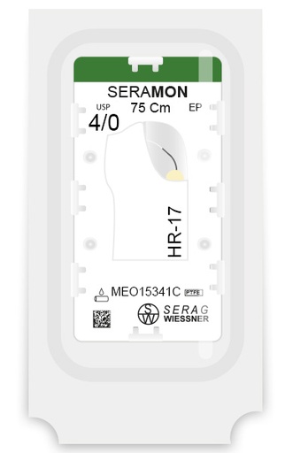 [MEO15341C] SERAMON non-absorbable clear (4/0) HR-17 needle of 75 CM box of 24 sutures - Serag & Wiessner (MEO15341C) - Delynov