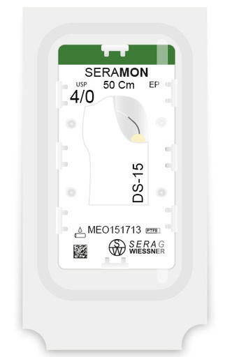 [MEO151713] SERAMON non-absorbable clear (4/0) DS-15 needle 50 CM box of 24 sutures - Serag & Wiessner (MEO151713) - Delynov