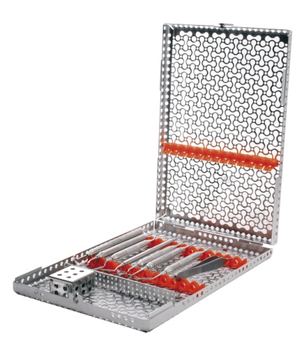 [E93] IMS Cassette Series Infinity DIN 18 Red Surgical Instruments - Hu-Friedy - Delynov