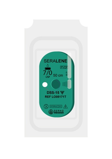 [LO05171T] SERALENE non résorbable bleu (7/0) aiguille DSS-15 de 50 CM boite de 24 sutures - Serag & Wiessner (LO05171T) - Delynov